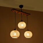 GLOBOSTAR® LUMA 201-0011 Vintage Κρεμαστό Φωτιστικό Οροφής με Ντουί 3 x E27 AC 220-240V IP20 - Μπεζ & Μαύρο - Μ55 x Π18 x Υ65cm - Image 2