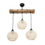 GLOBOSTAR® LUMA 201-0011 Vintage Κρεμαστό Φωτιστικό Οροφής με Ντουί 3 x E27 AC 220-240V IP20 - Μπεζ & Μαύρο - Μ55 x Π18 x Υ65cm - Image 4