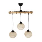 GLOBOSTAR® LUMA 201-0011 Vintage Κρεμαστό Φωτιστικό Οροφής με Ντουί 3 x E27 AC 220-240V IP20 - Μπεζ & Μαύρο - Μ55 x Π18 x Υ65cm - Image 5