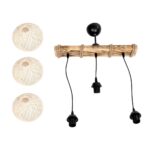 GLOBOSTAR® LUMA 201-0011 Vintage Κρεμαστό Φωτιστικό Οροφής με Ντουί 3 x E27 AC 220-240V IP20 - Μπεζ & Μαύρο - Μ55 x Π18 x Υ65cm - Image 9