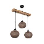 GLOBOSTAR® LUMA 201-0012 Vintage Κρεμαστό Φωτιστικό Οροφής με Ντουί 3 x E27 AC 220-240V IP20 - Καφέ & Μπεζ - Μ55 x Π18 x Υ65cm