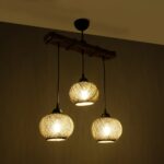 GLOBOSTAR® LUMA 201-0012 Vintage Κρεμαστό Φωτιστικό Οροφής με Ντουί 3 x E27 AC 220-240V IP20 - Καφέ & Μπεζ - Μ55 x Π18 x Υ65cm - Image 2