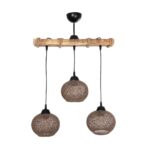 GLOBOSTAR® LUMA 201-0012 Vintage Κρεμαστό Φωτιστικό Οροφής με Ντουί 3 x E27 AC 220-240V IP20 - Καφέ & Μπεζ - Μ55 x Π18 x Υ65cm - Image 3