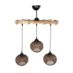 GLOBOSTAR® LUMA 201-0012 Vintage Κρεμαστό Φωτιστικό Οροφής με Ντουί 3 x E27 AC 220-240V IP20 - Καφέ & Μπεζ - Μ55 x Π18 x Υ65cm - Image 4