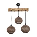 GLOBOSTAR® LUMA 201-0012 Vintage Κρεμαστό Φωτιστικό Οροφής με Ντουί 3 x E27 AC 220-240V IP20 - Καφέ & Μπεζ - Μ55 x Π18 x Υ65cm - Image 5