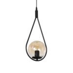 GLOBOSTAR® DROP 201-0016 Vintage Κρεμαστό Φωτιστικό Οροφής με Ντουί 1 x E27 AC 220-240V IP20 - Μαύρο & Μελί - Μ20 x Π15 x Υ47cm
