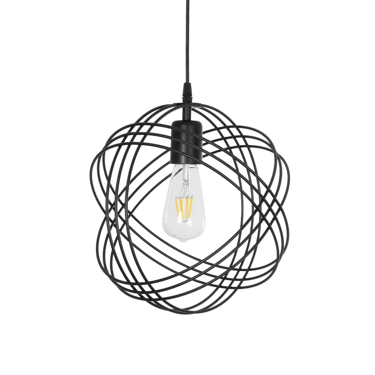 201_0023_0 GLOBOSTAR® GLOWN 201-0023 Μοντέρνο Κρεμαστό Φωτιστικό Οροφής με Ντουί 1 x E27 AC 220-240V IP20 - Μαύρο - Μ30 x Π30 x Υ33cm - Image 1