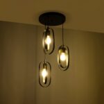 GLOBOSTAR® SPARKIO 201-0025 Vintage Κρεμαστό Φωτιστικό Οροφής με Ντουί 3 x E27 AC 220-240V IP20 - Μαύρο & Χάλκινο - Μ36 x Π36 x Υ62cm - Image 3