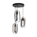 GLOBOSTAR® SPARKIO 201-0025 Vintage Κρεμαστό Φωτιστικό Οροφής με Ντουί 3 x E27 AC 220-240V IP20 - Μαύρο & Χάλκινο - Μ36 x Π36 x Υ62cm - Image 4