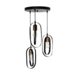 GLOBOSTAR® SPARKIO 201-0025 Vintage Κρεμαστό Φωτιστικό Οροφής με Ντουί 3 x E27 AC 220-240V IP20 - Μαύρο & Χάλκινο - Μ36 x Π36 x Υ62cm - Image 6