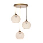 GLOBOSTAR® ILLUMIO 201-0027 Vintage Κρεμαστό Φωτιστικό Οροφής με Ντουί 3 x E27 AC 220-240V IP20 - Χρυσό & Μπεζ - Μ40 x Π40 x Υ53cm - Image 4