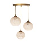 GLOBOSTAR® ILLUMIO 201-0027 Vintage Κρεμαστό Φωτιστικό Οροφής με Ντουί 3 x E27 AC 220-240V IP20 - Χρυσό & Μπεζ - Μ40 x Π40 x Υ53cm - Image 6