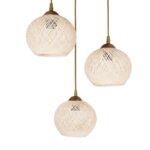 GLOBOSTAR® ILLUMIO 201-0027 Vintage Κρεμαστό Φωτιστικό Οροφής με Ντουί 3 x E27 AC 220-240V IP20 - Χρυσό & Μπεζ - Μ40 x Π40 x Υ53cm - Image 7