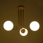 GLOBOSTAR® SHINY 201-0028 Vintage Φωτιστικό Οροφής με Ντουί 3 x E27 AC 220-240V IP20 - Λευκό & Χρυσό - Μ70 x Π70 x Υ16cm - Image 3