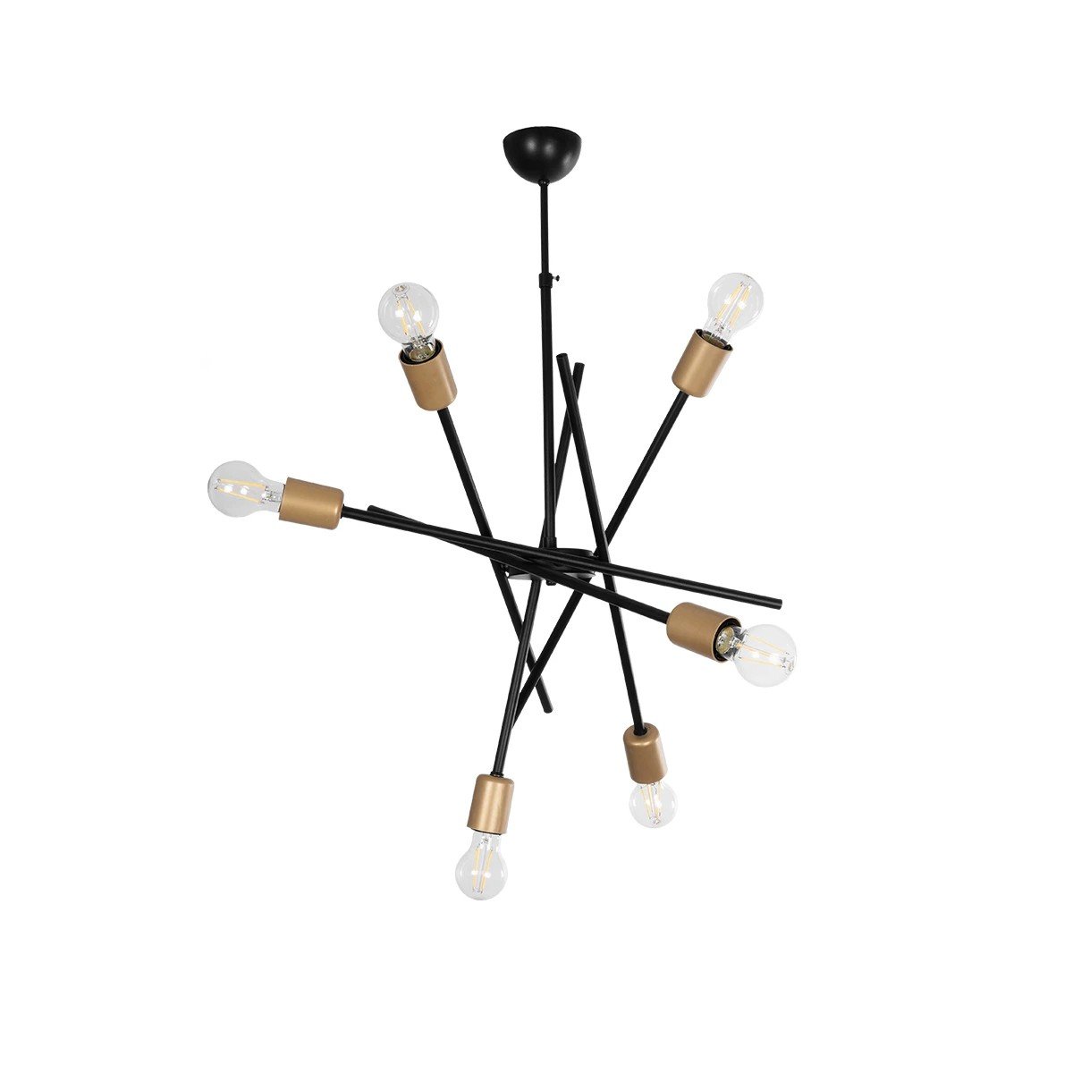 201_0030_0 GLOBOSTAR® SUNFY 201-0030 Μοντέρνο Φωτιστικό Οροφής με Ντουί 6 x E27 AC 220-240V IP20 - Μαύρο & Μπρούτζινο - Μ57 x Π57 x Υ85cm - Image 1