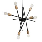 GLOBOSTAR® SUNFY 201-0030 Μοντέρνο Φωτιστικό Οροφής με Ντουί 6 x E27 AC 220-240V IP20 - Μαύρο & Μπρούτζινο - Μ57 x Π57 x Υ85cm - Image 5