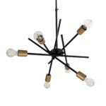 GLOBOSTAR® SUNFY 201-0030 Μοντέρνο Φωτιστικό Οροφής με Ντουί 6 x E27 AC 220-240V IP20 - Μαύρο & Μπρούτζινο - Μ57 x Π57 x Υ85cm - Image 6