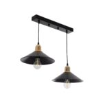 GLOBOSTAR® LUCANA 201-0043 Vintage Κρεμαστό Φωτιστικό Οροφής με Ντουί 2 x E27 AC 220-240V IP20 - Μαύρο & Χρυσό - Μ57 x Π25 x Υ26cm