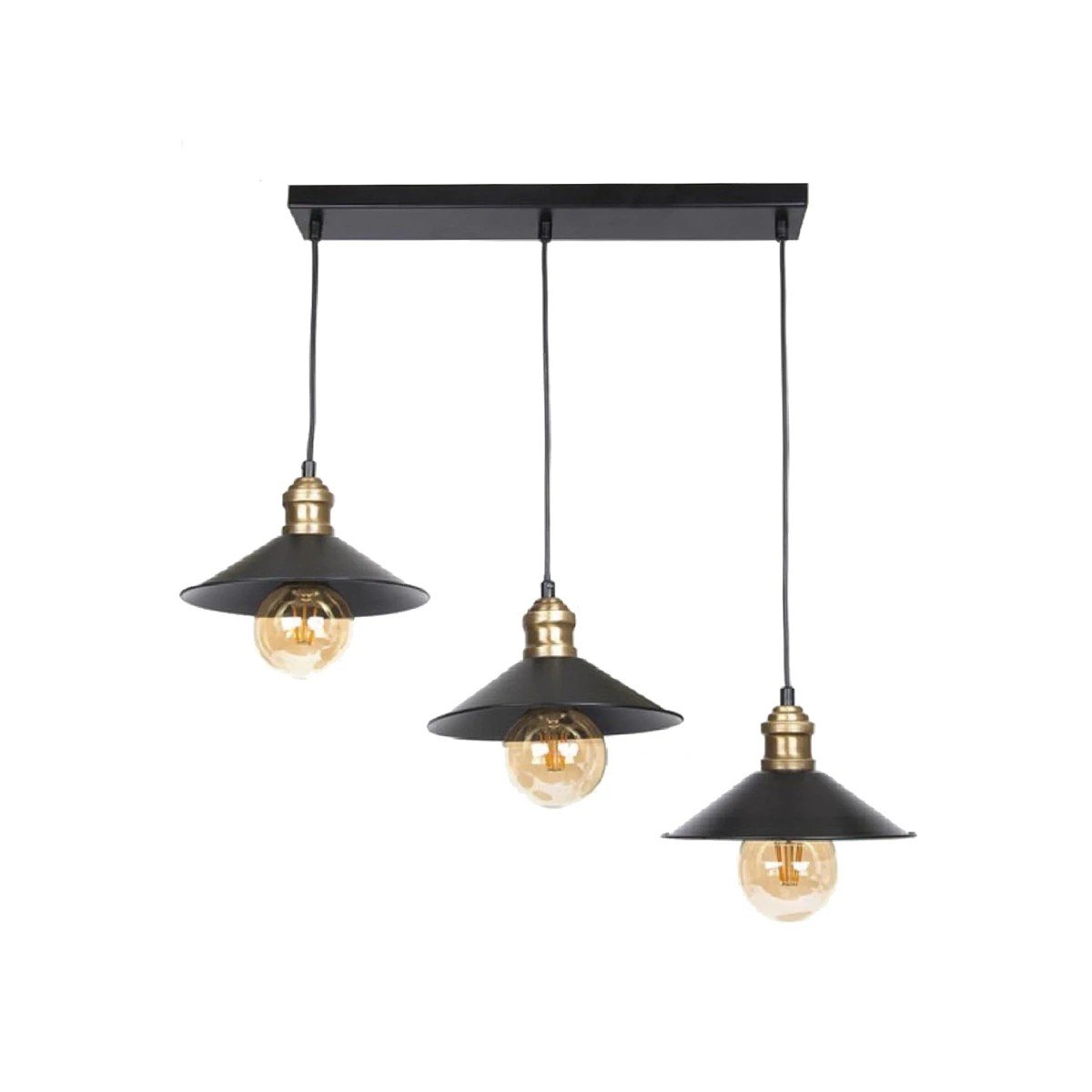 201_0044_0 GLOBOSTAR® LUCANA 201-0044 Vintage Κρεμαστό Φωτιστικό Οροφής με Ντουί 3 x E27 AC 220-240V IP20 - Μαύρο & Χρυσό - Μ50 x Π25 x Υ75cm - Image 1