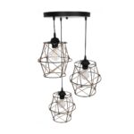 GLOBOSTAR® RAYLO 201-0048 Vintage Κρεμαστό Φωτιστικό Οροφής με Ντουί 3 x E27 AC 220-240V IP20 - Μαύρο & Μπεζ - Μ44 x Π44 x Υ73cm - Image 6