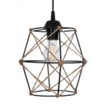 GLOBOSTAR® RAYLO 201-0048 Vintage Κρεμαστό Φωτιστικό Οροφής με Ντουί 3 x E27 AC 220-240V IP20 - Μαύρο & Μπεζ - Μ44 x Π44 x Υ73cm - Image 7