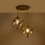 GLOBOSTAR® DISE 201-0056 Μοντέρνο Κρεμαστό Φωτιστικό Οροφής με Ντουί 2 x E27 AC 220-240V IP20 - Χρυσό - Μ50 x Π30 x Υ50cm - Image 3