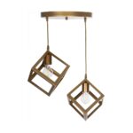 GLOBOSTAR® DISE 201-0056 Μοντέρνο Κρεμαστό Φωτιστικό Οροφής με Ντουί 2 x E27 AC 220-240V IP20 - Χρυσό - Μ50 x Π30 x Υ50cm - Image 6