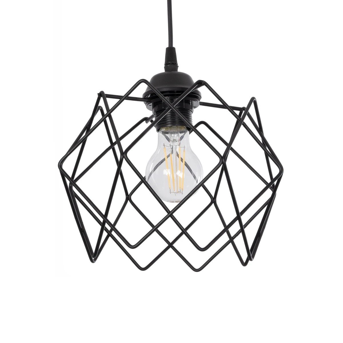 201_0059_0 GLOBOSTAR® SOLON 201-0059 Μοντέρνο Κρεμαστό Φωτιστικό Οροφής με Ντουί 1 x E27 AC 220-240V IP20 - Μαύρο - Μ24 x Π24 x Υ23cm - Image 1