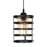 GLOBOSTAR® SOLON 201-0060 Μοντέρνο Κρεμαστό Φωτιστικό Οροφής με Ντουί 1 x E27 AC 220-240V IP20 - Μαύρο & Μελί - Μ16 x Π16 x Υ26cm - Image 5