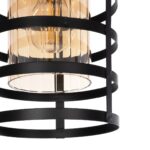 GLOBOSTAR® SOLON 201-0060 Μοντέρνο Κρεμαστό Φωτιστικό Οροφής με Ντουί 1 x E27 AC 220-240V IP20 - Μαύρο & Μελί - Μ16 x Π16 x Υ26cm - Image 8