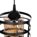 GLOBOSTAR® SOLON 201-0060 Μοντέρνο Κρεμαστό Φωτιστικό Οροφής με Ντουί 1 x E27 AC 220-240V IP20 - Μαύρο & Μελί - Μ16 x Π16 x Υ26cm - Image 9