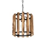 GLOBOSTAR® PRISMON 201-0061 Vintage Κρεμαστό Φωτιστικό Οροφής με Ντουί 1 x E27 AC 220-240V IP20 - Καφέ & Μαύρο - Μ22 x Π22 x Υ24cm