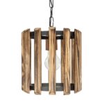 GLOBOSTAR® PRISMON 201-0061 Vintage Κρεμαστό Φωτιστικό Οροφής με Ντουί 1 x E27 AC 220-240V IP20 - Καφέ & Μαύρο - Μ22 x Π22 x Υ24cm - Image 5