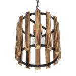 GLOBOSTAR® PRISMON 201-0061 Vintage Κρεμαστό Φωτιστικό Οροφής με Ντουί 1 x E27 AC 220-240V IP20 - Καφέ & Μαύρο - Μ22 x Π22 x Υ24cm - Image 6