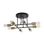 GLOBOSTAR® BLAZEA 201-0064 Vintage Φωτιστικό Οροφής με Ντουί 8 x E27 AC 220-240V IP20 - Χρυσό & Μαύρο - Μ51 x Π51 x Υ7cm