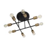 GLOBOSTAR® BLAZEA 201-0064 Vintage Φωτιστικό Οροφής με Ντουί 8 x E27 AC 220-240V IP20 - Χρυσό & Μαύρο - Μ51 x Π51 x Υ7cm - Image 5