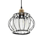 GLOBOSTAR® LUCERO 201-0078 Vintage Κρεμαστό Φωτιστικό Οροφής με Ντουί 1 x E27 AC 220-240V IP20 - Μαύρο & Διάφανο - Μ24 x Π24 x Υ24cm