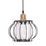 GLOBOSTAR® LUCERO 201-0078 Vintage Κρεμαστό Φωτιστικό Οροφής με Ντουί 1 x E27 AC 220-240V IP20 - Μαύρο & Διάφανο - Μ24 x Π24 x Υ24cm - Image 5