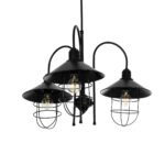 GLOBOSTAR® BLAZEO 201-0079 Vintage Κρεμαστό Φωτιστικό Οροφής με Ντουί 3 x E27 AC 220-240V IP20 - Μαύρο - Μ42 x Π42 x Υ66cm