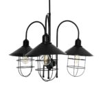 GLOBOSTAR® BLAZEO 201-0079 Vintage Κρεμαστό Φωτιστικό Οροφής με Ντουί 3 x E27 AC 220-240V IP20 - Μαύρο - Μ42 x Π42 x Υ66cm - Image 5