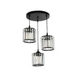 GLOBOSTAR® FLAREX 201-0084 Vintage Κρεμαστό Φωτιστικό Οροφής με Ντουί 3 x E27 AC 220-240V IP20 - Μαύρο & Διάφανο - Μ40 x Π40 x Υ50cm