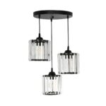 GLOBOSTAR® FLAREX 201-0084 Vintage Κρεμαστό Φωτιστικό Οροφής με Ντουί 3 x E27 AC 220-240V IP20 - Μαύρο & Διάφανο - Μ40 x Π40 x Υ50cm - Image 4