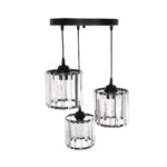 GLOBOSTAR® FLAREX 201-0084 Vintage Κρεμαστό Φωτιστικό Οροφής με Ντουί 3 x E27 AC 220-240V IP20 - Μαύρο & Διάφανο - Μ40 x Π40 x Υ50cm - Image 5