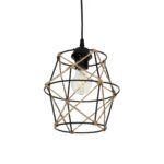 GLOBOSTAR® SOLON 201-0088 Vintage Κρεμαστό Φωτιστικό Οροφής με Ντουί 1 x E27 AC 220-240V IP20 - Μαύρο & Μπεζ - Μ22 x Π22 x Υ27cm