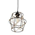 GLOBOSTAR® SOLON 201-0088 Vintage Κρεμαστό Φωτιστικό Οροφής με Ντουί 1 x E27 AC 220-240V IP20 - Μαύρο & Μπεζ - Μ22 x Π22 x Υ27cm - Image 6