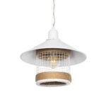 GLOBOSTAR® GLORA 201-0089 Vintage Κρεμαστό Φωτιστικό Οροφής με Ντουί 1 x E27 AC 220-240V IP20 - Λευκο & Μπεζ - Μ30 x Π30 x Υ29cm