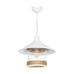 GLOBOSTAR® GLORA 201-0089 Vintage Κρεμαστό Φωτιστικό Οροφής με Ντουί 1 x E27 AC 220-240V IP20 - Λευκο & Μπεζ - Μ30 x Π30 x Υ29cm - Image 4