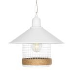 GLOBOSTAR® GLORA 201-0089 Vintage Κρεμαστό Φωτιστικό Οροφής με Ντουί 1 x E27 AC 220-240V IP20 - Λευκο & Μπεζ - Μ30 x Π30 x Υ29cm - Image 5