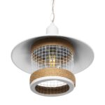 GLOBOSTAR® GLORA 201-0089 Vintage Κρεμαστό Φωτιστικό Οροφής με Ντουί 1 x E27 AC 220-240V IP20 - Λευκο & Μπεζ - Μ30 x Π30 x Υ29cm - Image 6