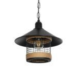 GLOBOSTAR® GLORA 201-0090 Vintage Κρεμαστό Φωτιστικό Οροφής με Ντουί 1 x E27 AC 220-240V IP20 - Μαύρο & Μπεζ - Μ30 x Π30 x Υ29cm